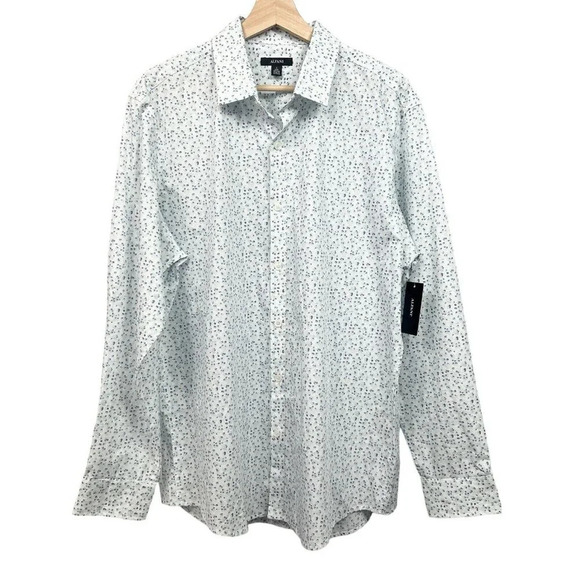Alfani Floral Print Long Sleeve Button Up Shirt Mens Size Large Cotton NWT - Picture 1 of 9